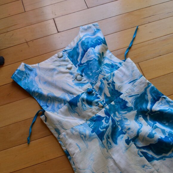 Anthropologie Maeve Marbled Waters Dress White Blue Size 4 - Picture 10 of 13